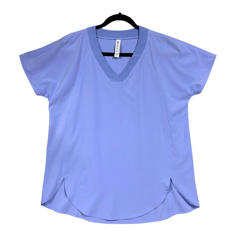 Athleta Zephyr V Neck Short Sleeve Periwinkle Athletic Tee Sz S